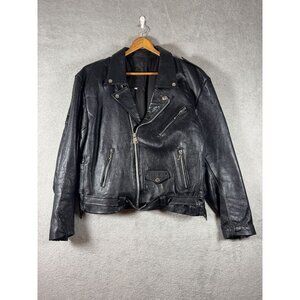 VTG Harley-Davidson Mens Black Leather Motorcycle Jacket Size 48 With Embroidere